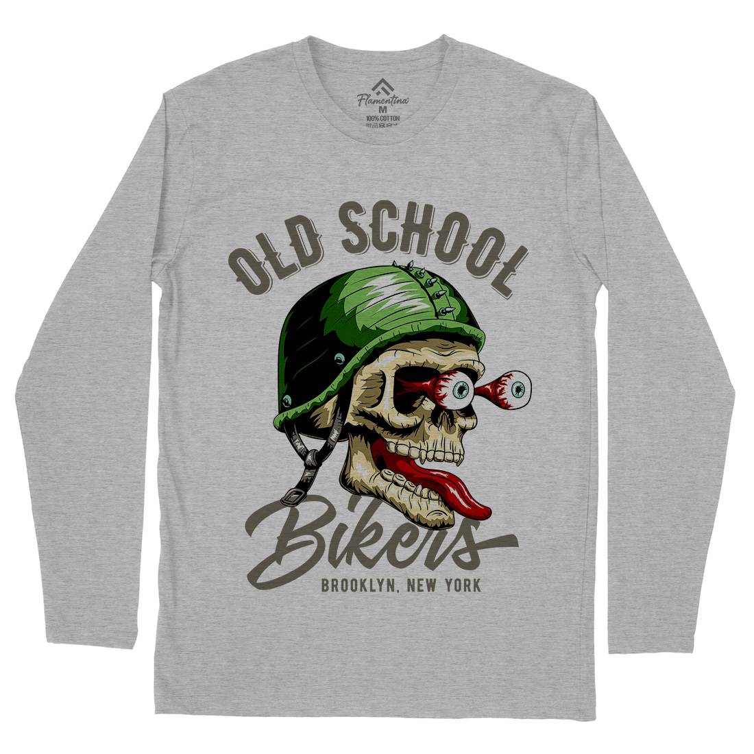 Oldschool Biker Mens Long Sleeve T-Shirt Motorcycles C812
