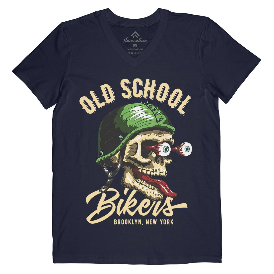 Oldschool Biker Mens V-Neck T-Shirt Motorcycles C812