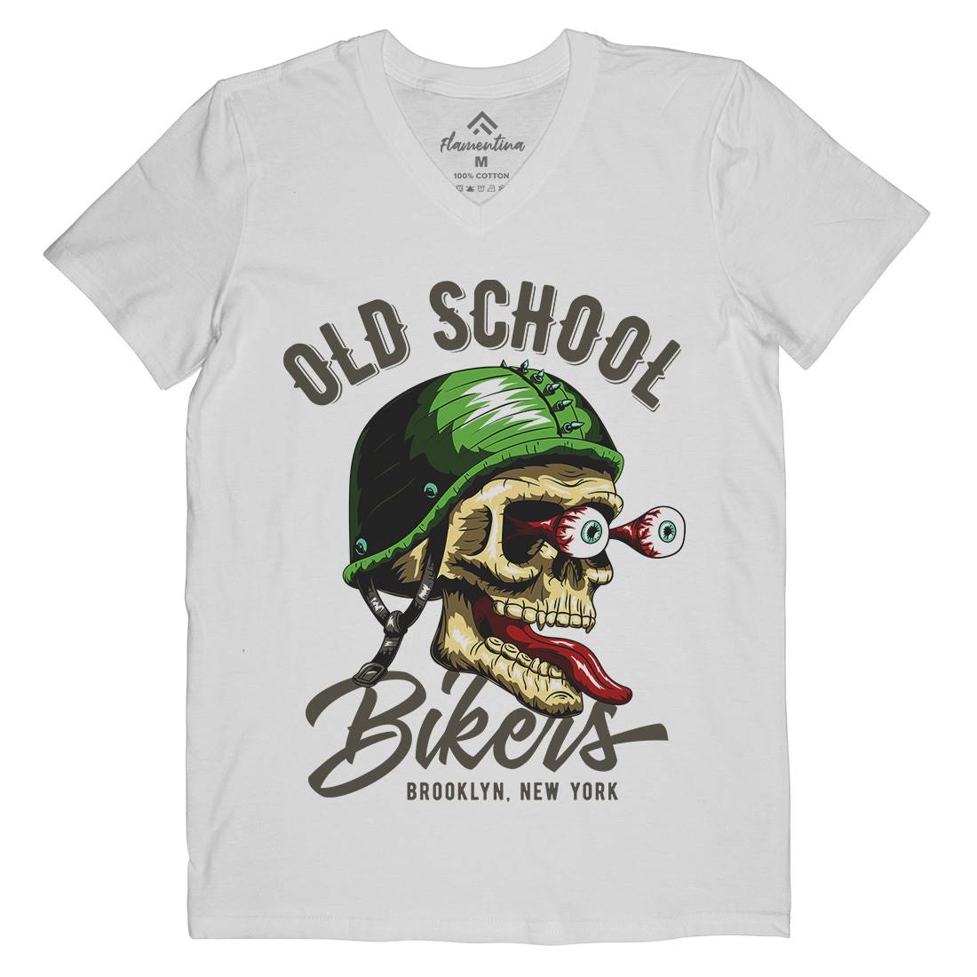 Oldschool Biker Mens V-Neck T-Shirt Motorcycles C812