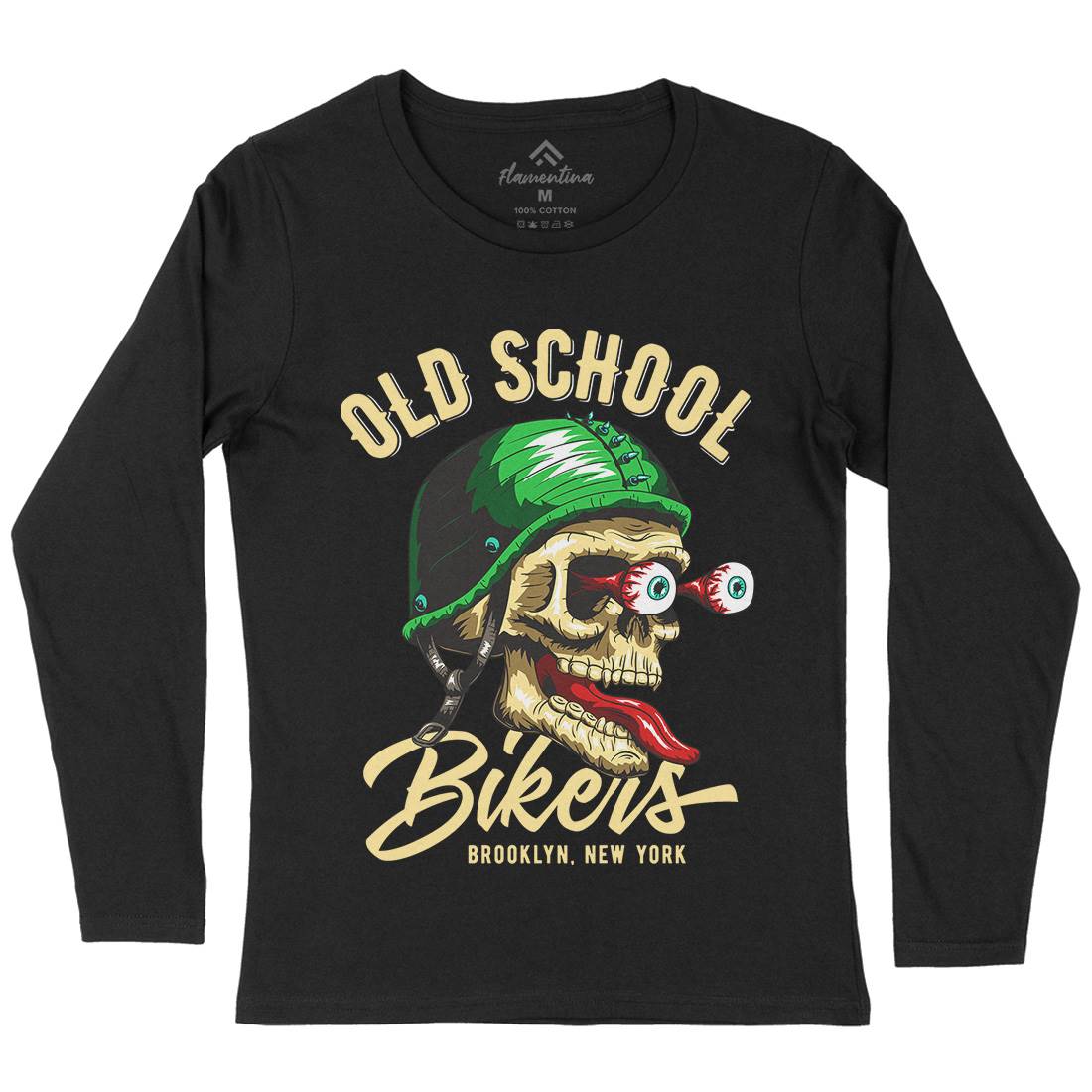 Oldschool Biker Womens Long Sleeve T-Shirt Motorcycles C812