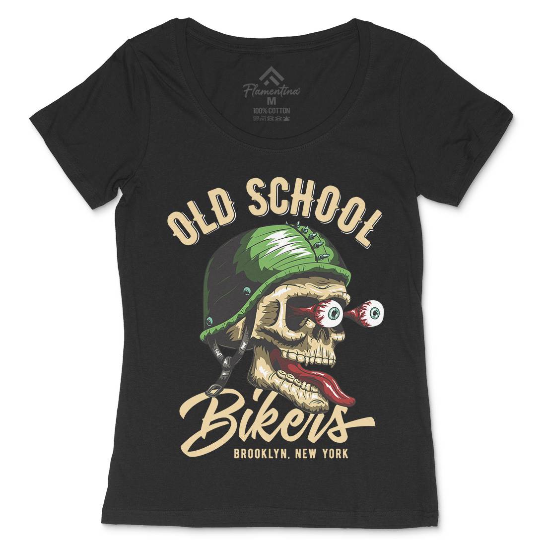 Oldschool Biker Womens Scoop Neck T-Shirt Motorcycles C812
