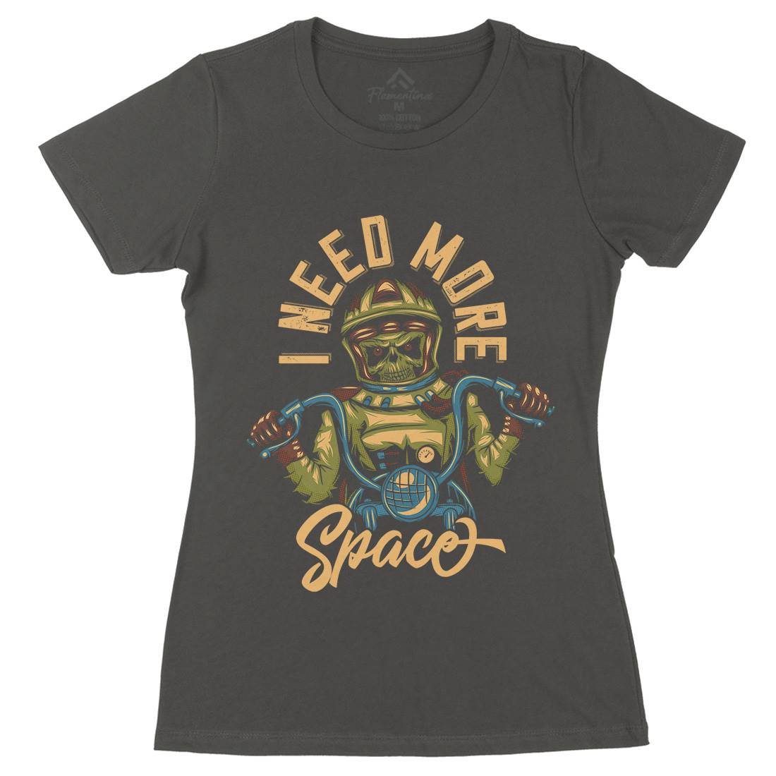 Space Biker Womens Organic Crew Neck T-Shirt Motorcycles C814