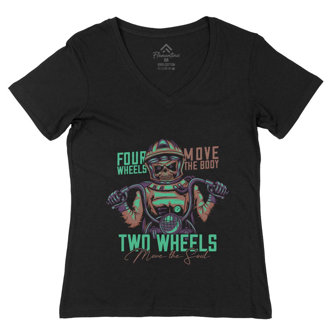 Biker Womens Organic V-Neck T-Shirt Motorcycles C815