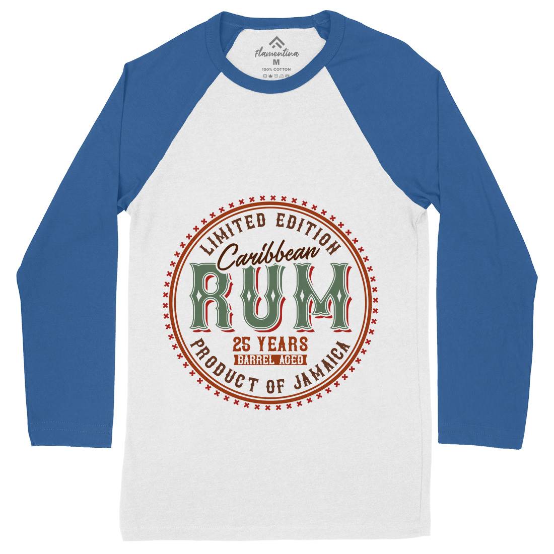 Caribbean Rum Mens Long Sleeve Baseball T-Shirt Drinks C816