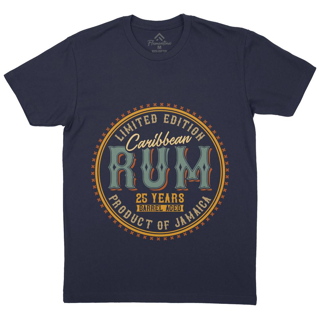Caribbean Rum Mens Organic Crew Neck T-Shirt Drinks C816