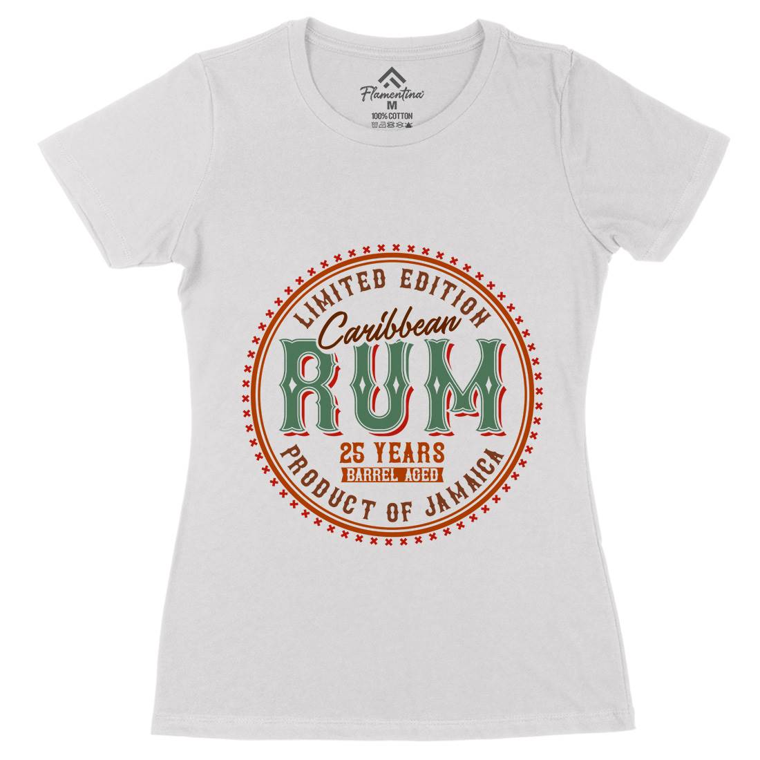 Caribbean Rum Womens Organic Crew Neck T-Shirt Drinks C816