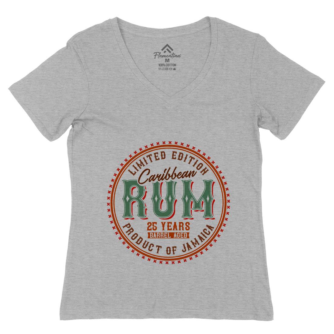 Caribbean Rum Womens Organic V-Neck T-Shirt Drinks C816