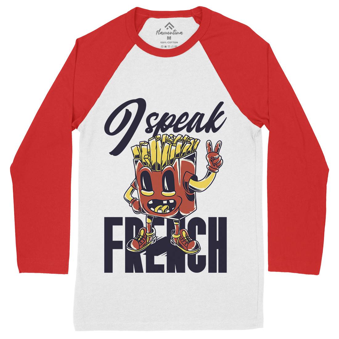 I Speak French Mens Long Sleeve Baseball T-Shirt Food C817