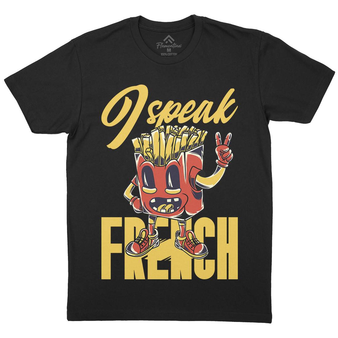 I Speak French Mens Organic Crew Neck T-Shirt Food C817