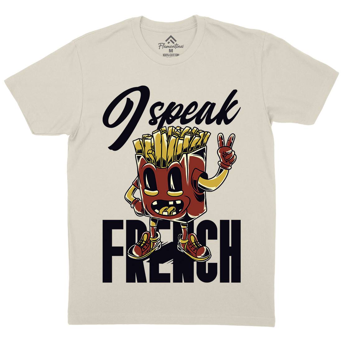 I Speak French Mens Organic Crew Neck T-Shirt Food C817