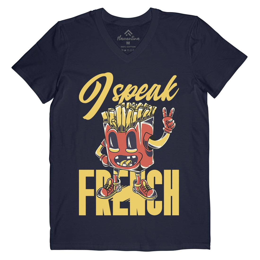 I Speak French Mens Organic V-Neck T-Shirt Food C817