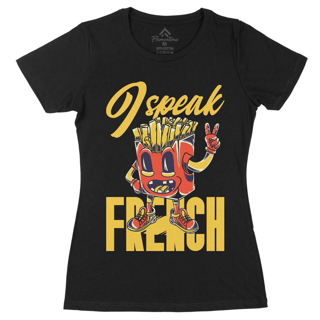 I Speak French Womens Organic Crew Neck T-Shirt Food C817