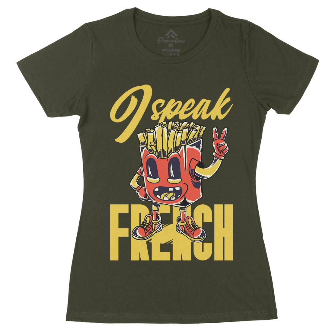 I Speak French Womens Organic Crew Neck T-Shirt Food C817