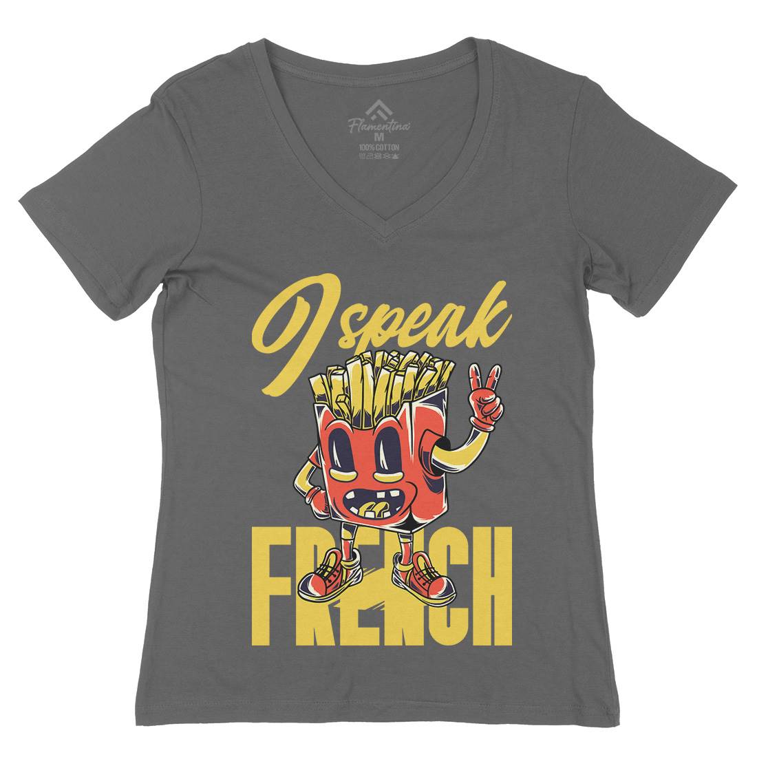 I Speak French Womens Organic V-Neck T-Shirt Food C817