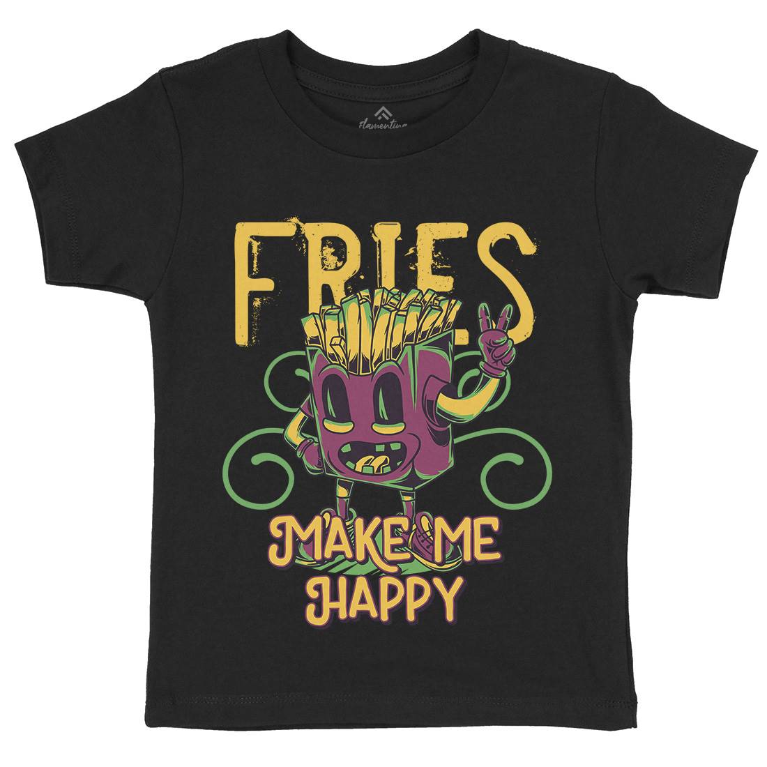 Fries Kids Organic Crew Neck T-Shirt Food C818