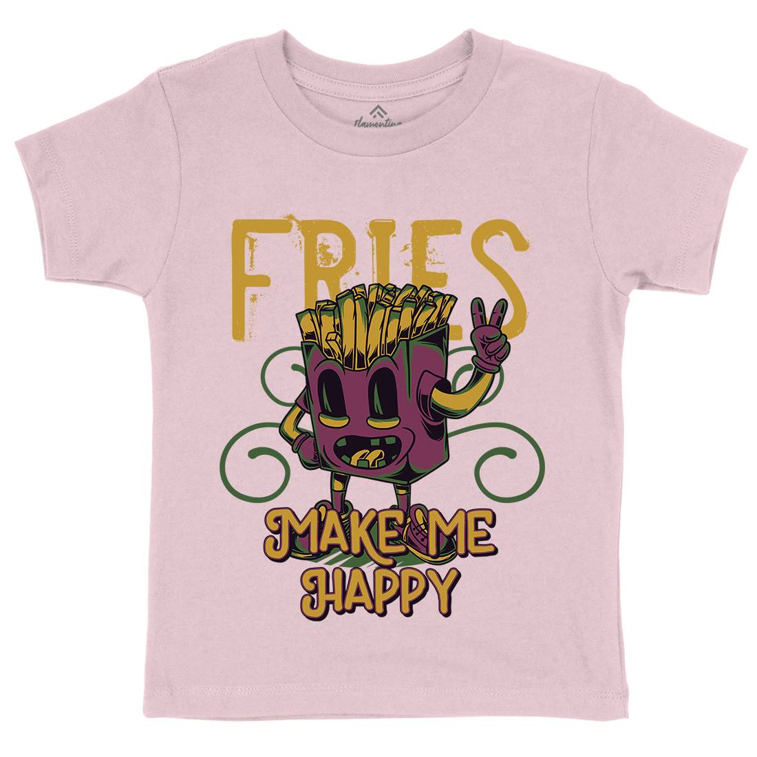 Fries Kids Organic Crew Neck T-Shirt Food C818