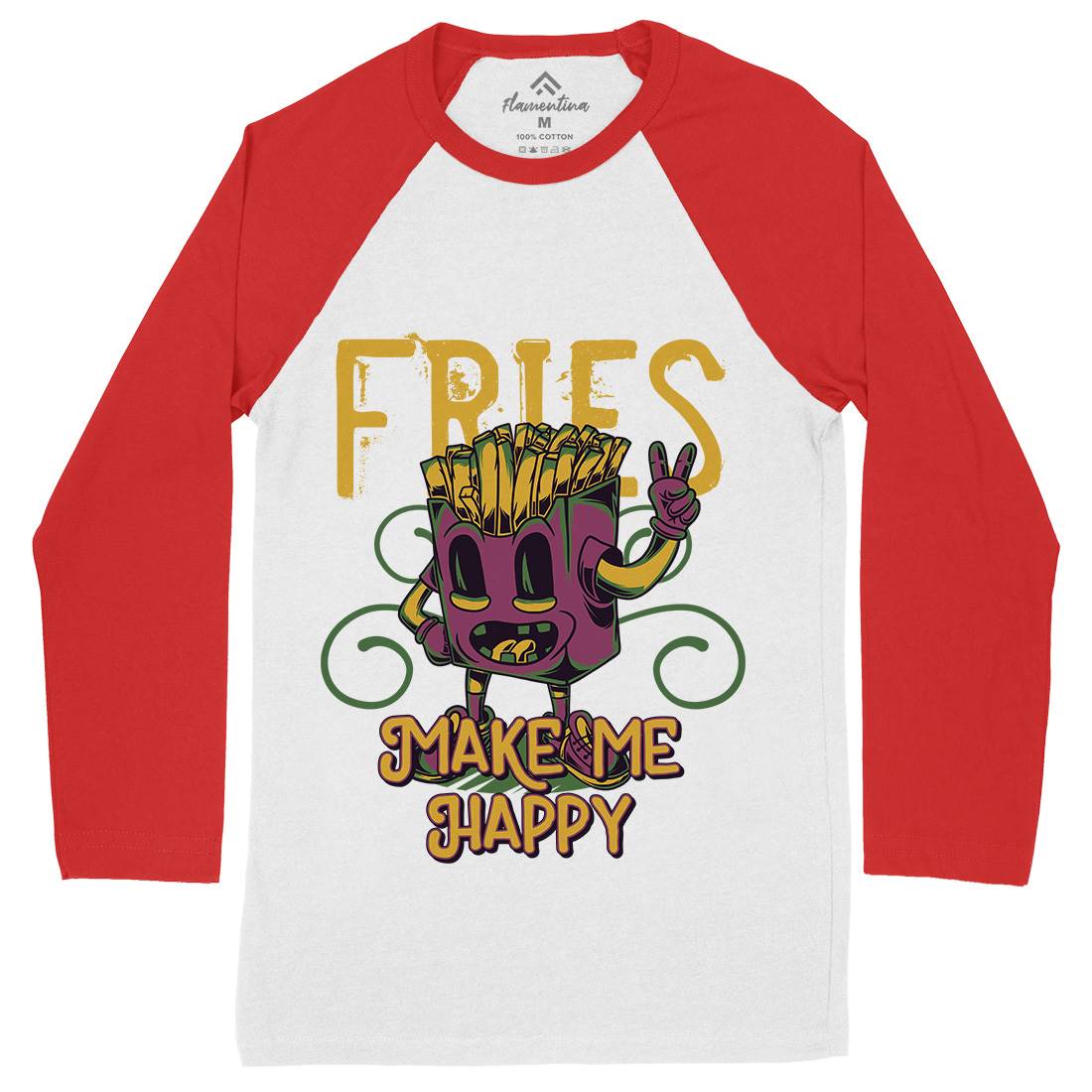 Fries Mens Long Sleeve Baseball T-Shirt Food C818
