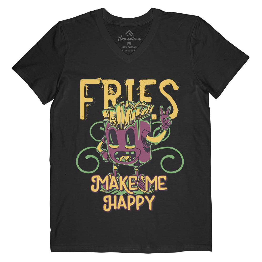 Fries Mens Organic V-Neck T-Shirt Food C818