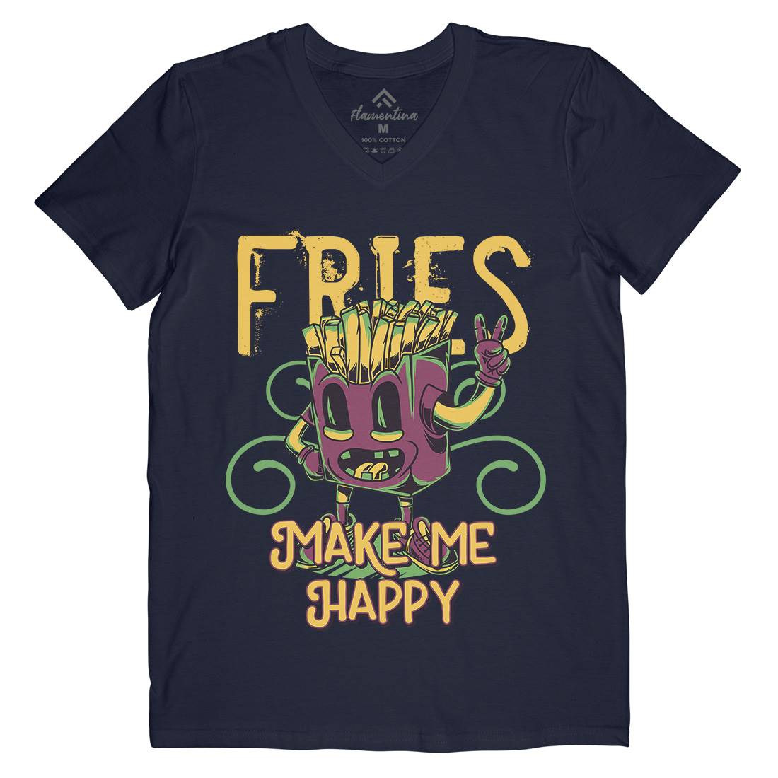 Fries Mens Organic V-Neck T-Shirt Food C818