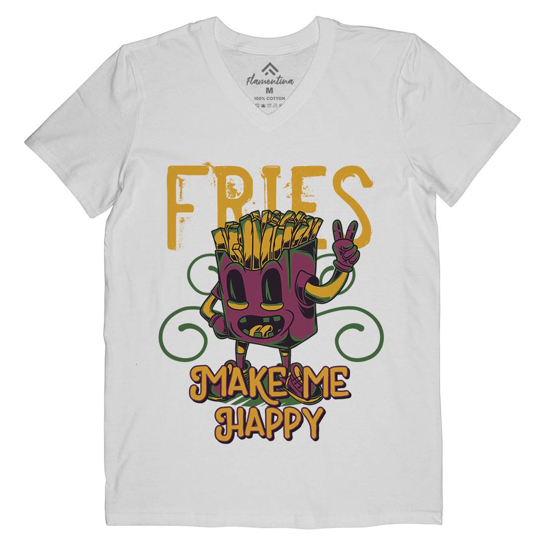 Fries Mens V-Neck T-Shirt Food C818