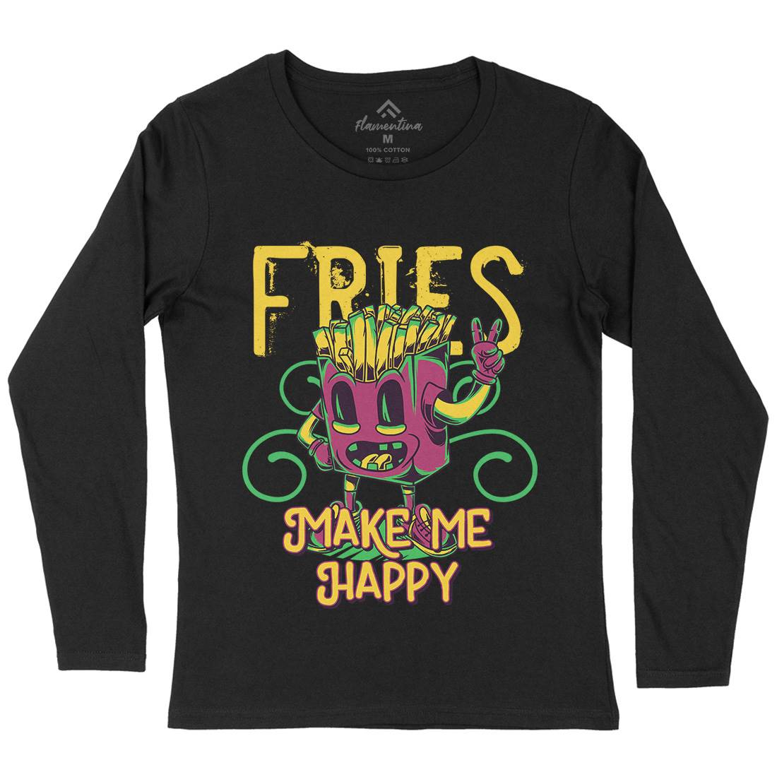 Fries Womens Long Sleeve T-Shirt Food C818