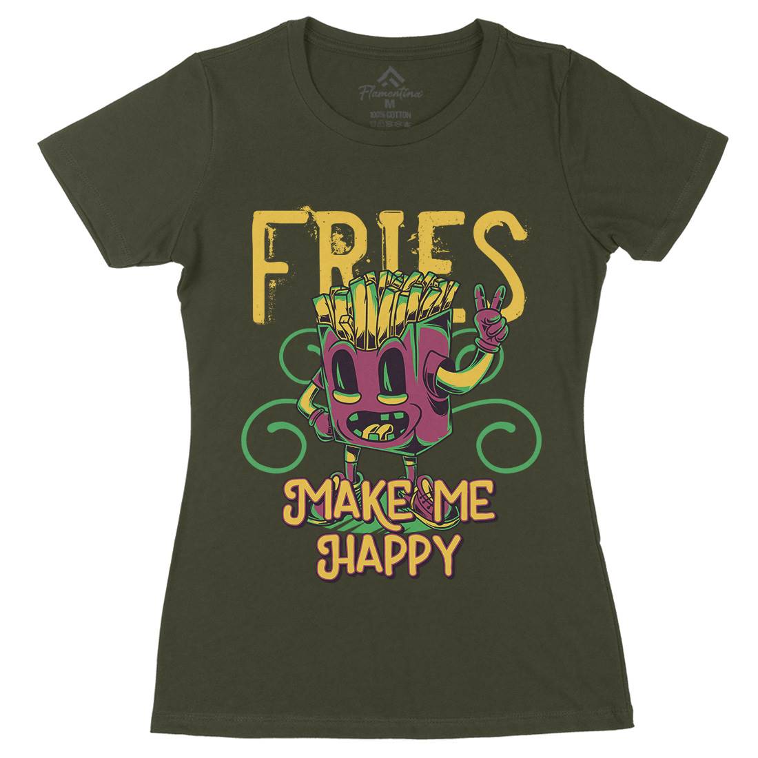 Fries Womens Organic Crew Neck T-Shirt Food C818