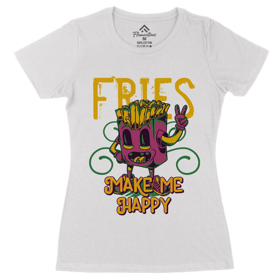 Fries Womens Organic Crew Neck T-Shirt Food C818