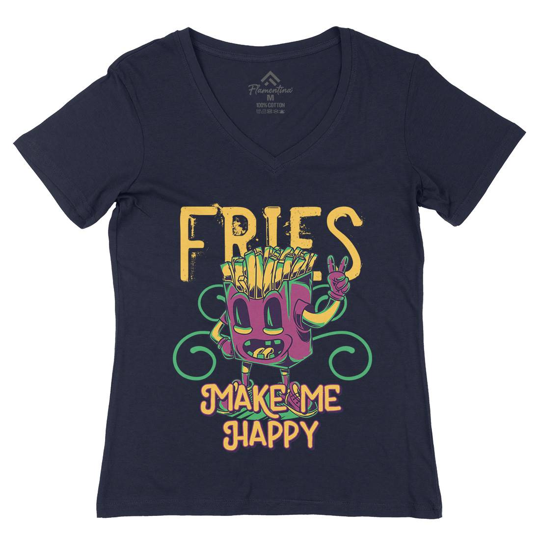 Fries Womens Organic V-Neck T-Shirt Food C818