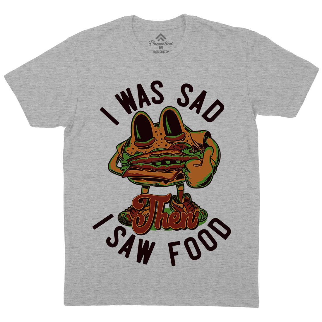 I Was Sad Mens Crew Neck T-Shirt Food C819