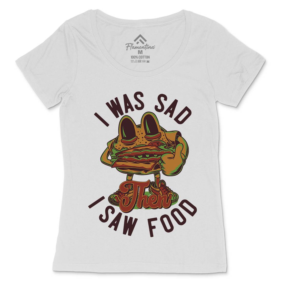 I Was Sad Womens Scoop Neck T-Shirt Food C819