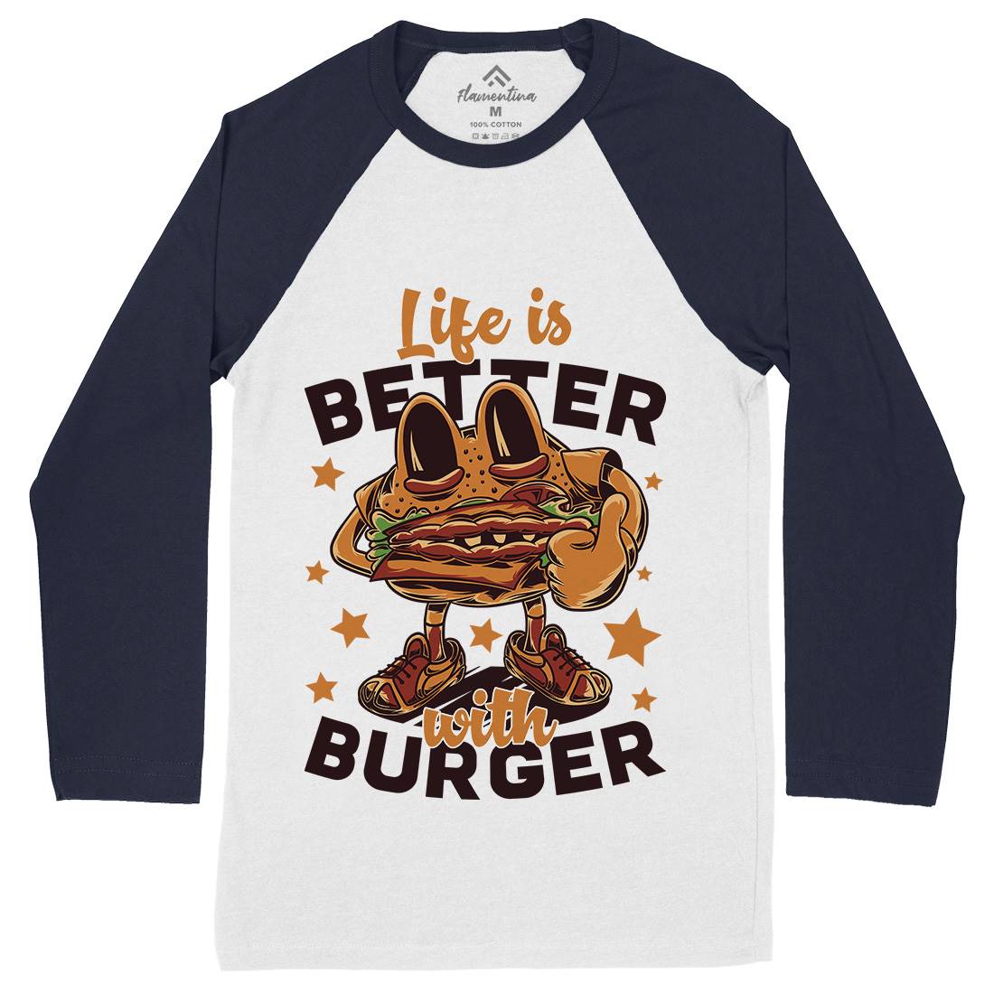 Life Is Better Mens Long Sleeve Baseball T-Shirt Food C820