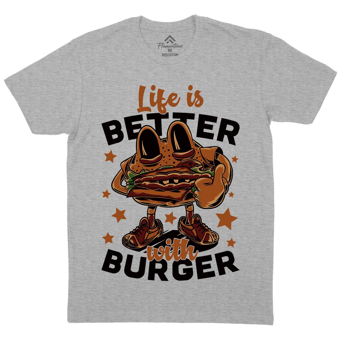 Life Is Better Mens Organic Crew Neck T-Shirt Food C820