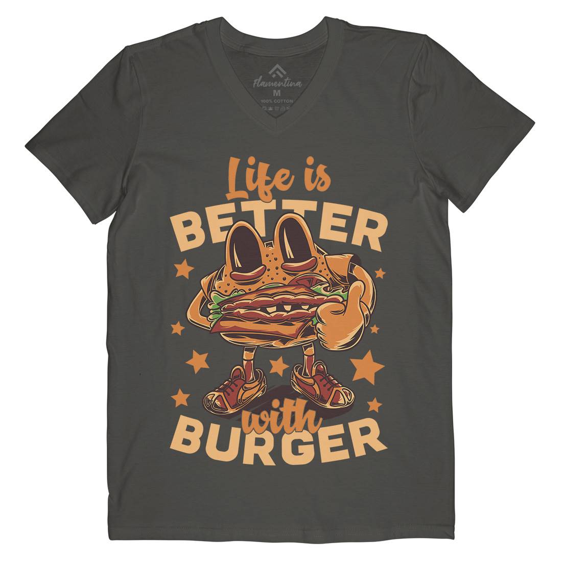 Life Is Better Mens V-Neck T-Shirt Food C820