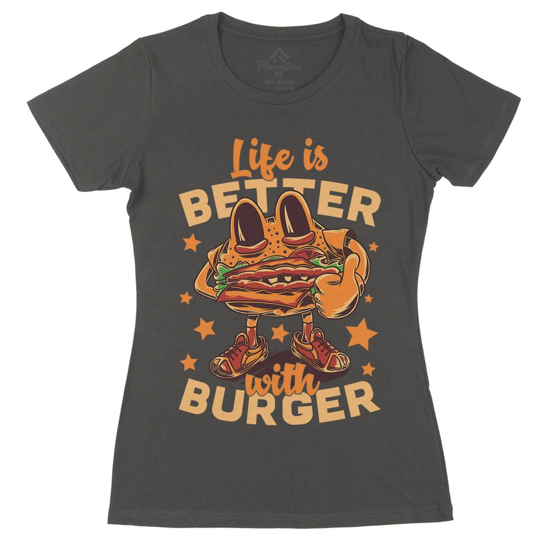 Life Is Better Womens Organic Crew Neck T-Shirt Food C820