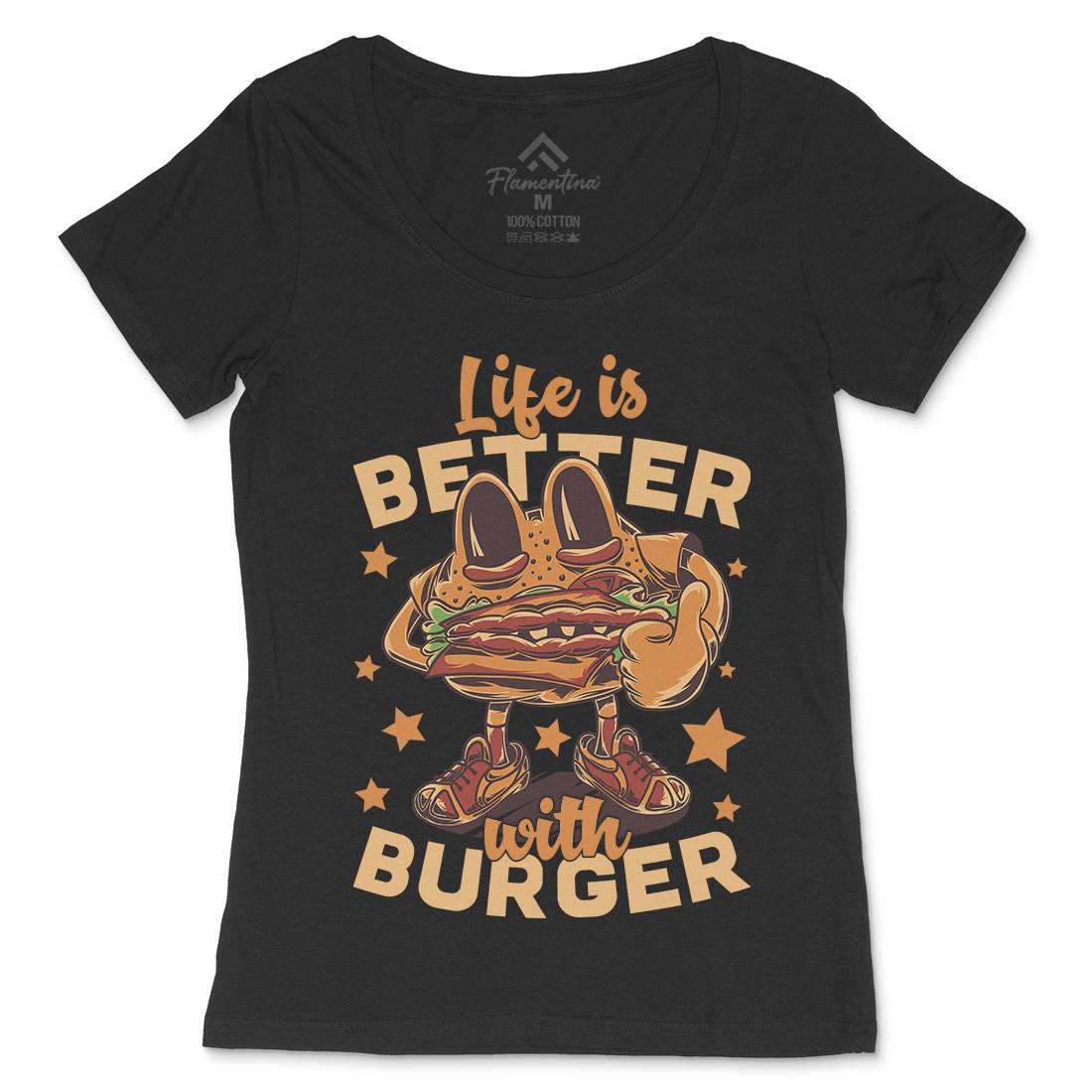 Life Is Better Womens Scoop Neck T-Shirt Food C820
