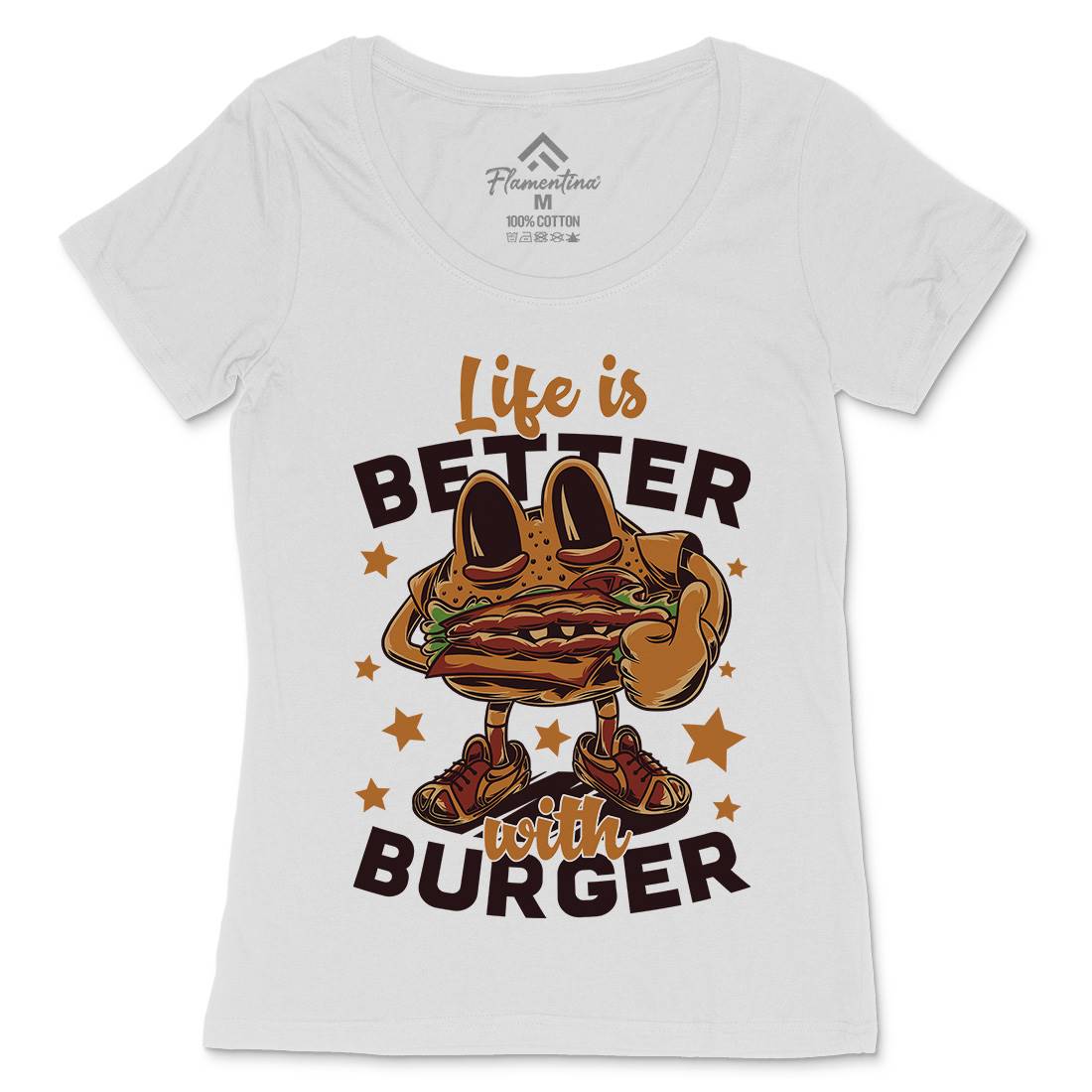Life Is Better Womens Scoop Neck T-Shirt Food C820
