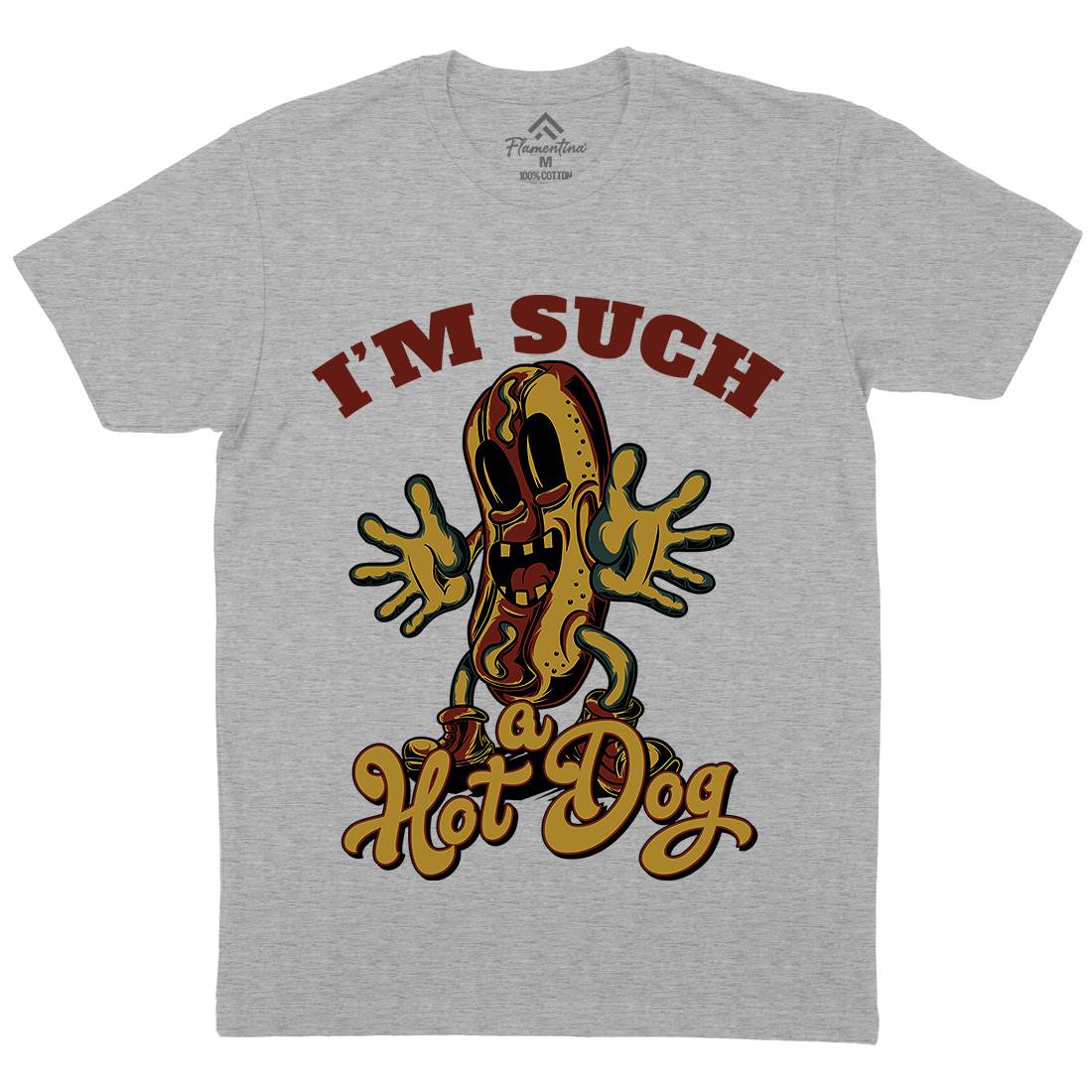 Hot Dog Mens Organic Crew Neck T-Shirt Food C821