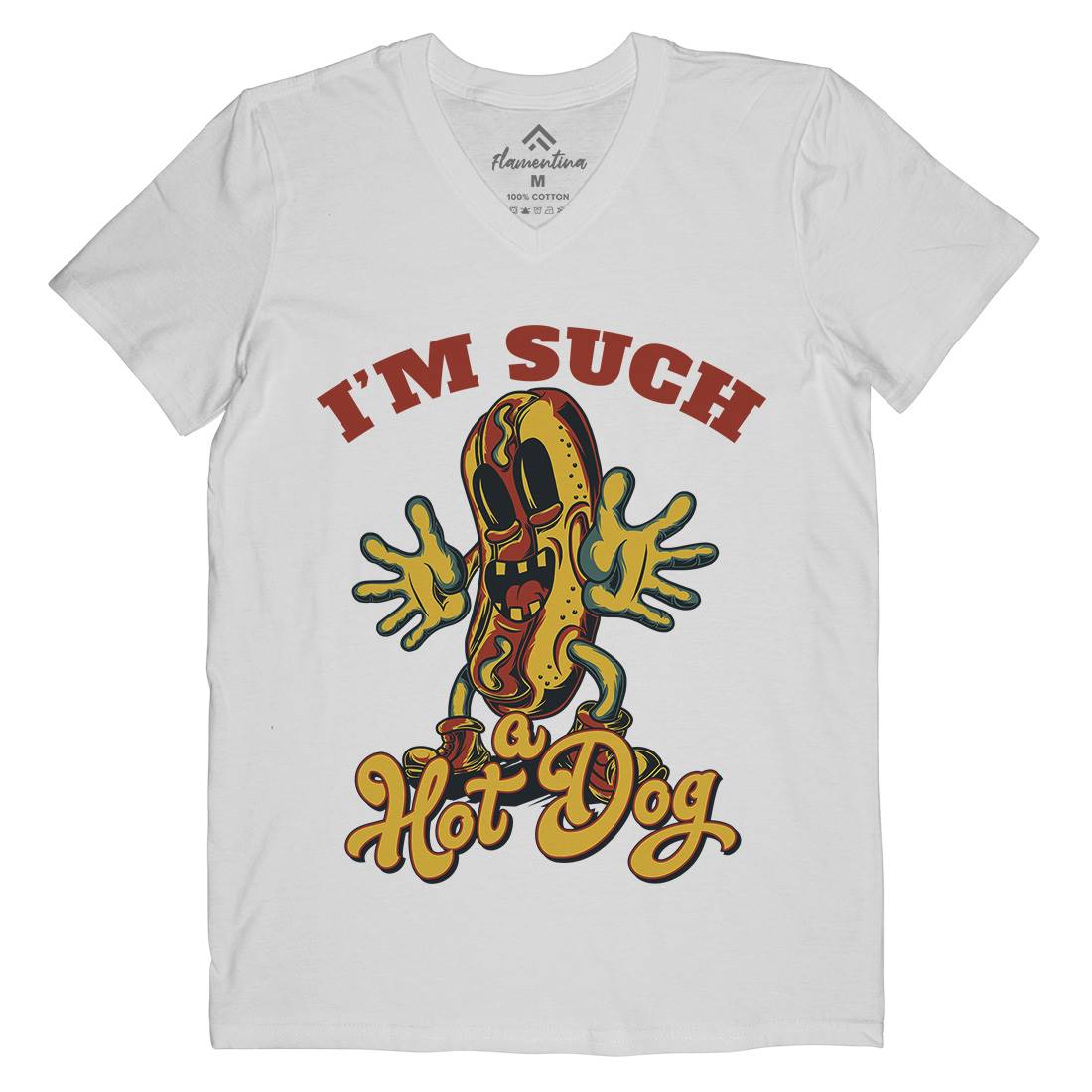 Hot Dog Mens Organic V-Neck T-Shirt Food C821