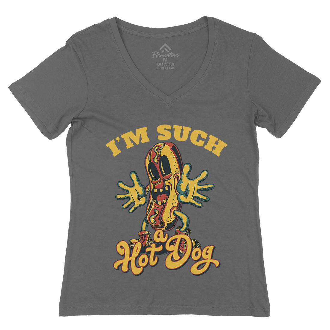Hot Dog Womens Organic V-Neck T-Shirt Food C821