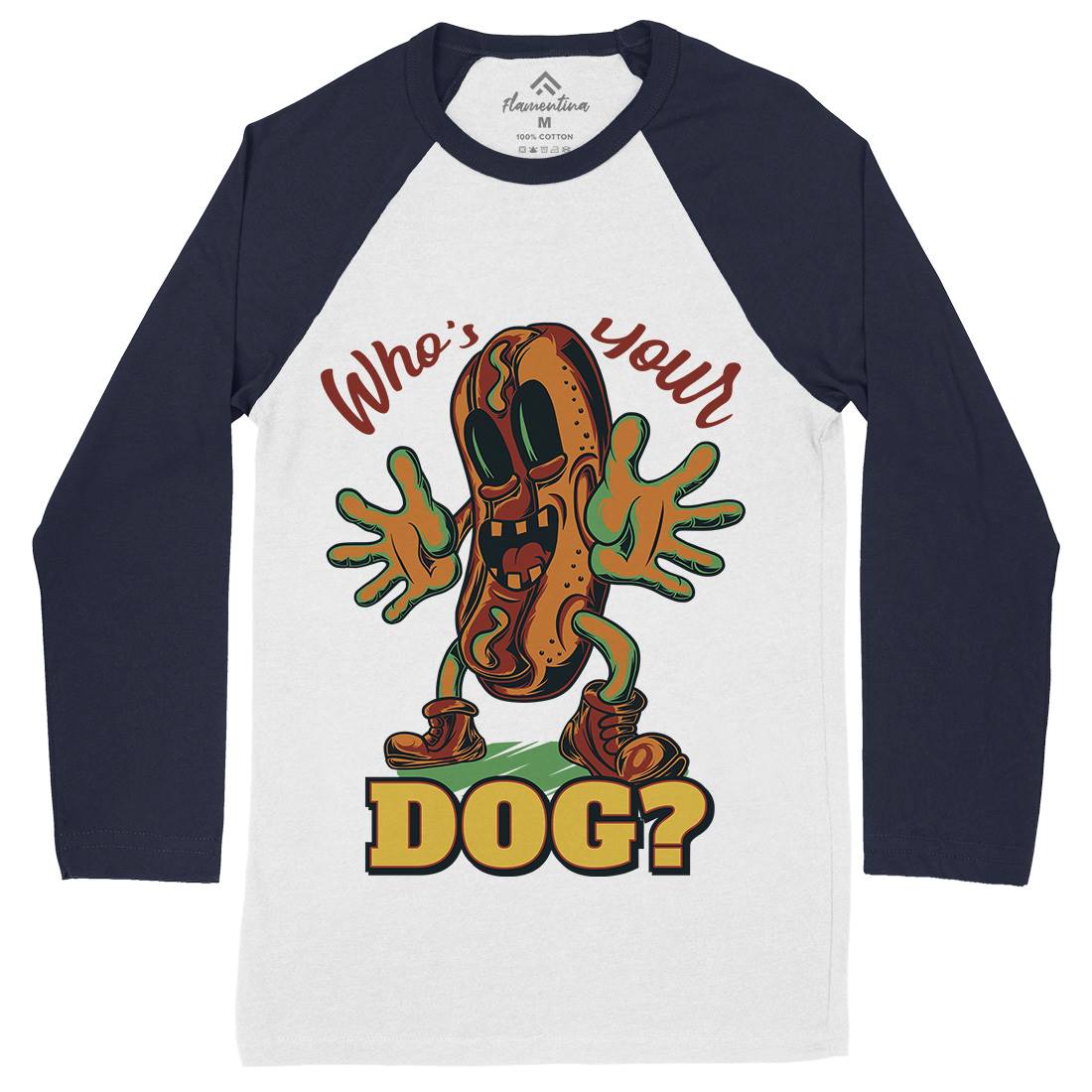 Hot Dog Mens Long Sleeve Baseball T-Shirt Food C822