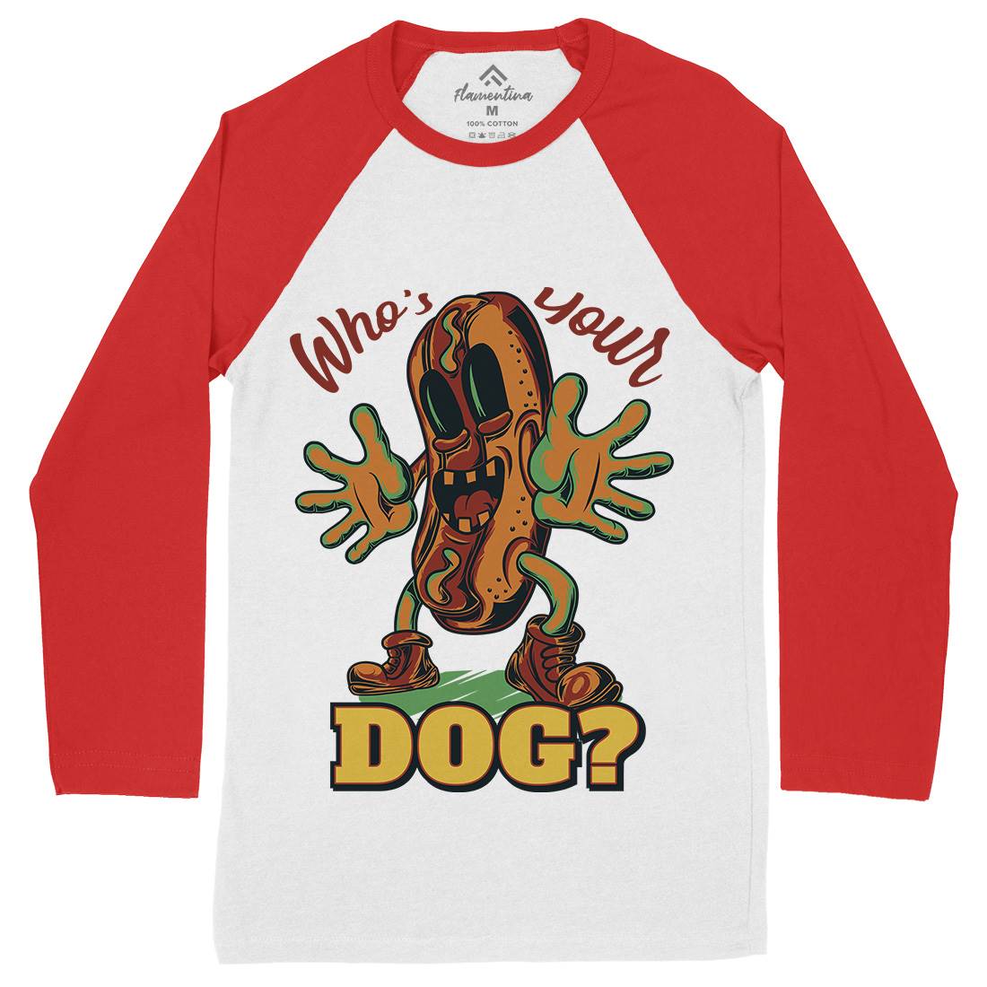 Hot Dog Mens Long Sleeve Baseball T-Shirt Food C822