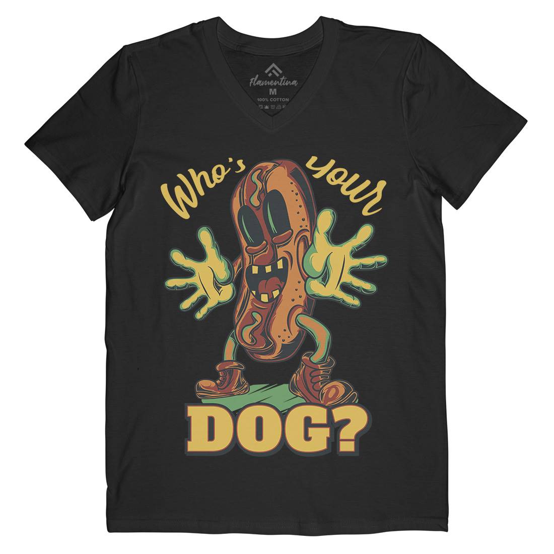 Hot Dog Mens Organic V-Neck T-Shirt Food C822