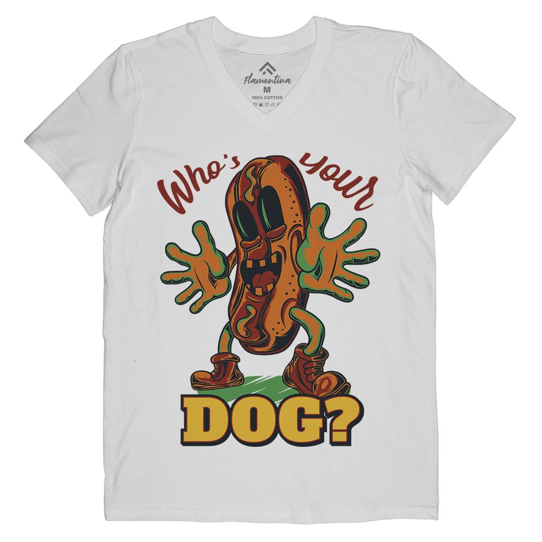 Hot Dog Mens Organic V-Neck T-Shirt Food C822
