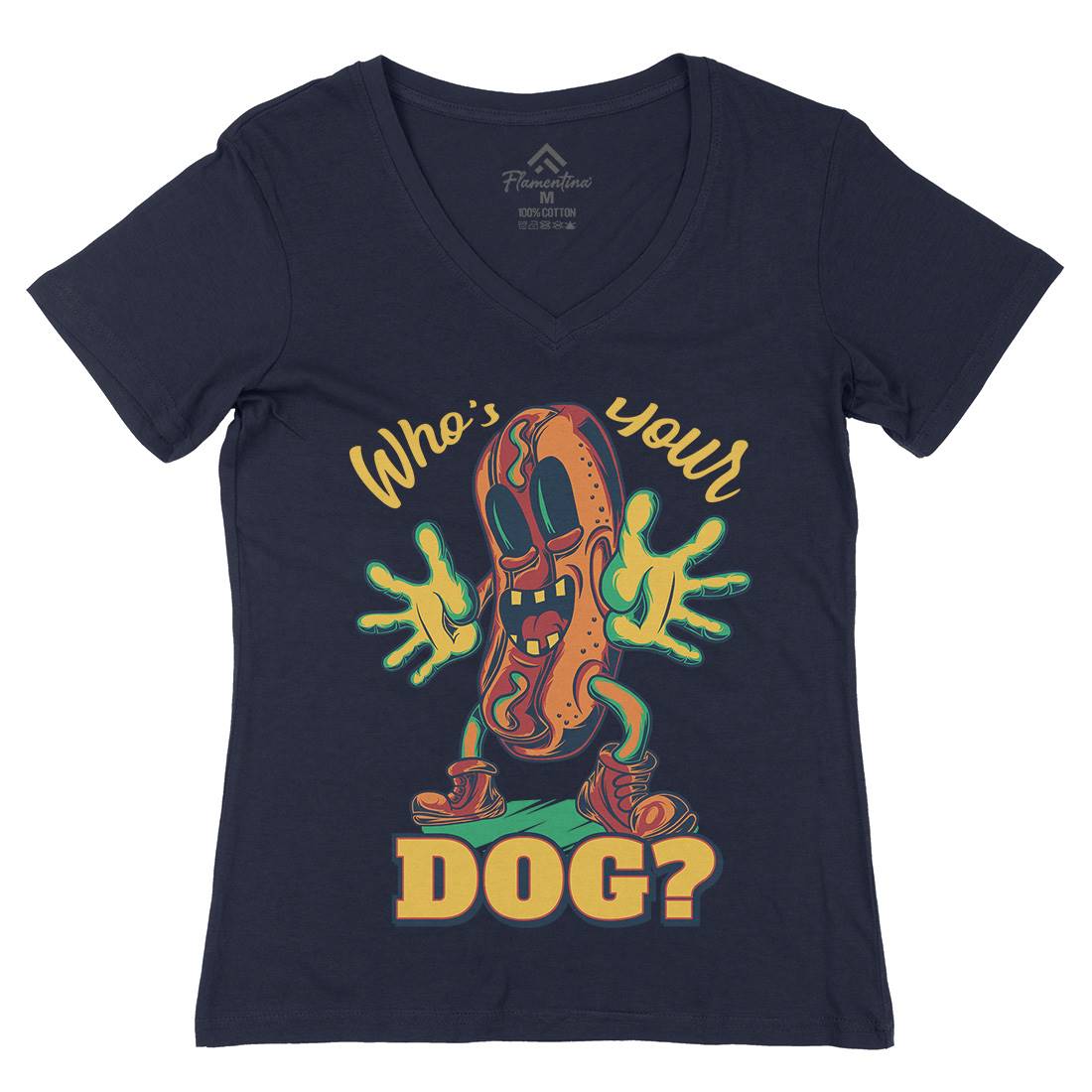 Hot Dog Womens Organic V-Neck T-Shirt Food C822