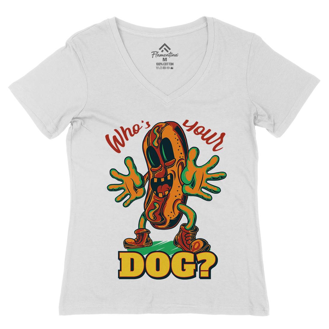 Hot Dog Womens Organic V-Neck T-Shirt Food C822
