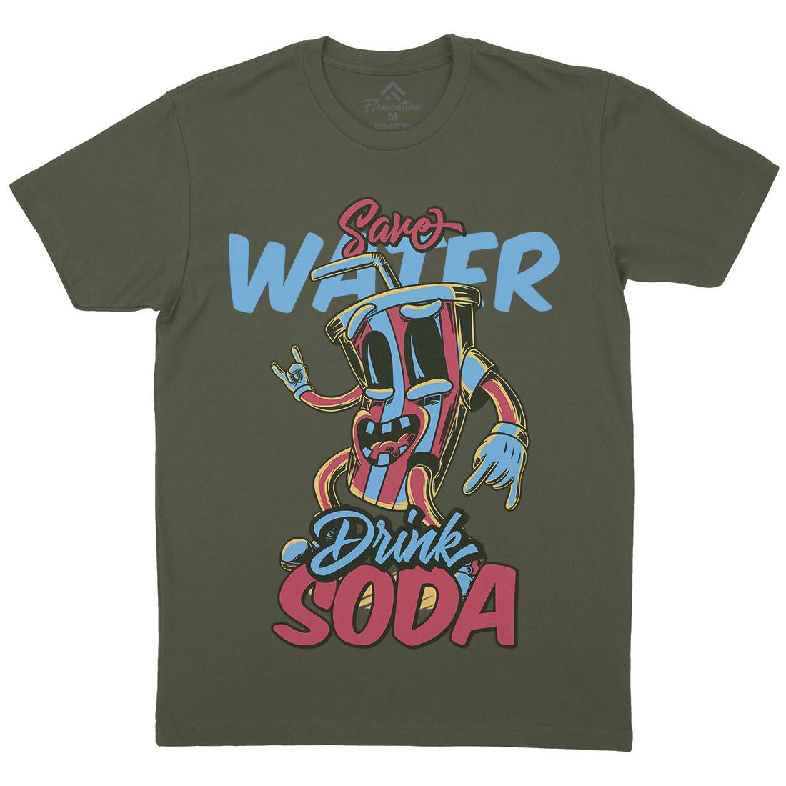 Drink Soda Mens Organic Crew Neck T-Shirt Drinks C823
