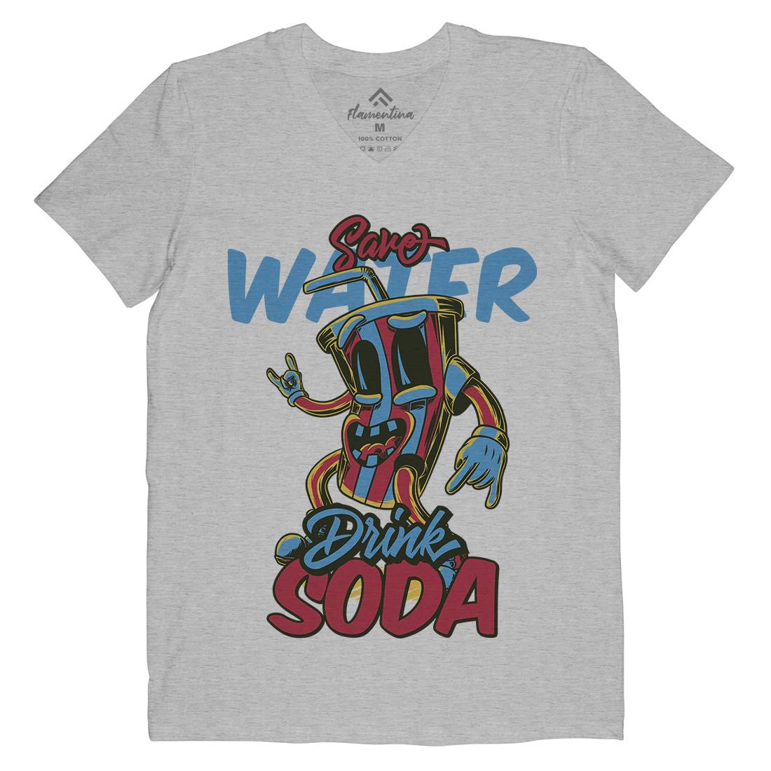 Drink Soda Mens Organic V-Neck T-Shirt Drinks C823