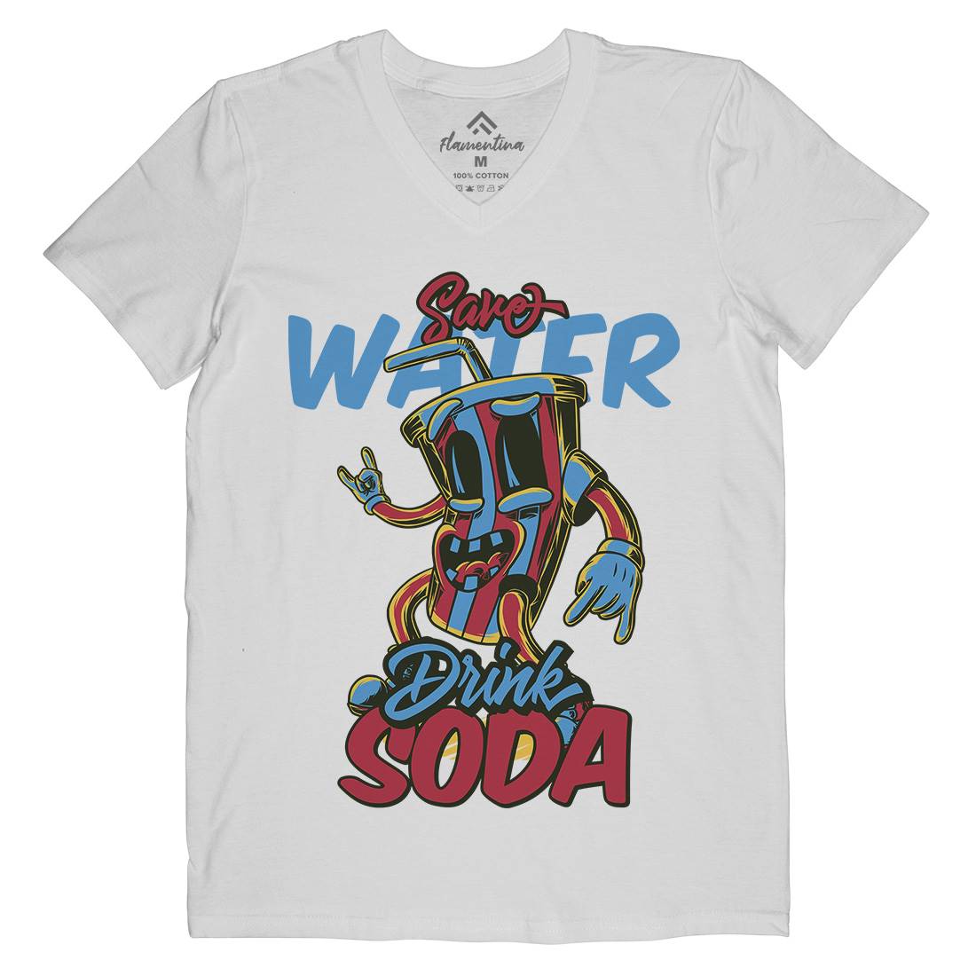 Drink Soda Mens Organic V-Neck T-Shirt Drinks C823