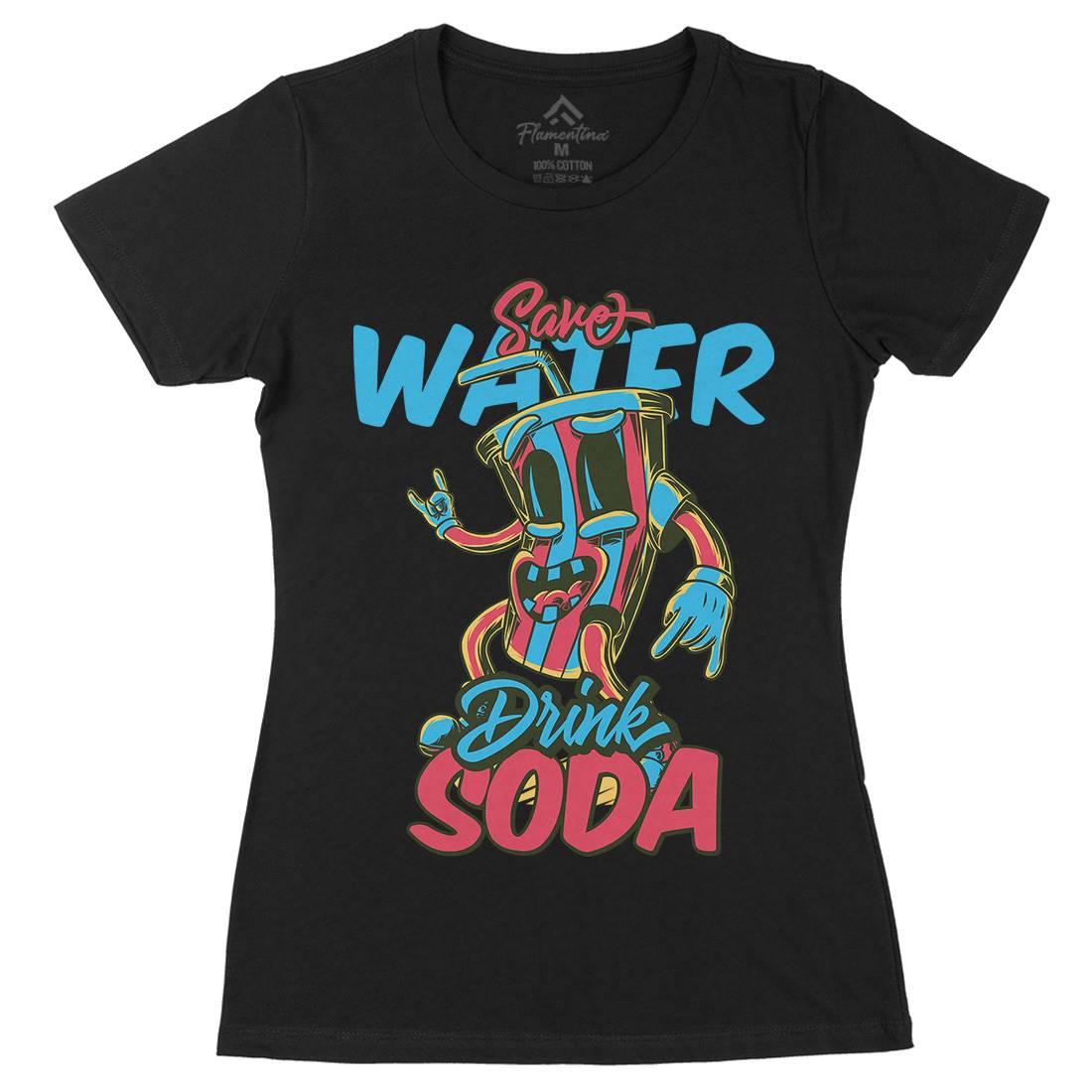 Drink Soda Womens Organic Crew Neck T-Shirt Drinks C823