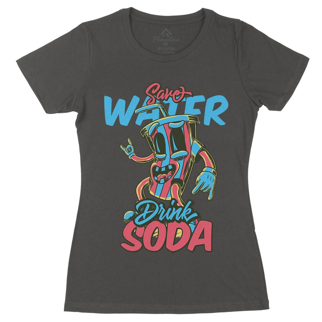 Drink Soda Womens Organic Crew Neck T-Shirt Drinks C823